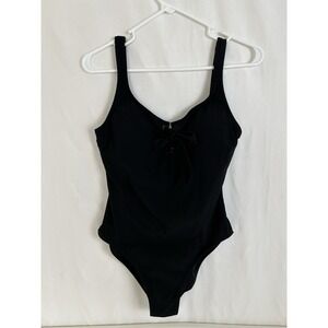 J. Crew Black Ribbed Lace‎ Up One Piece Swimsuit Women's Size 6